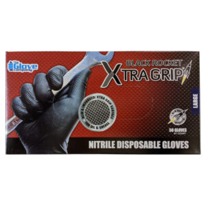 A picture of Black Disposable Nitrile Gloves of size Large