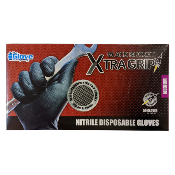 A picture of Black Disposable Nitrile Gloves of size Medium